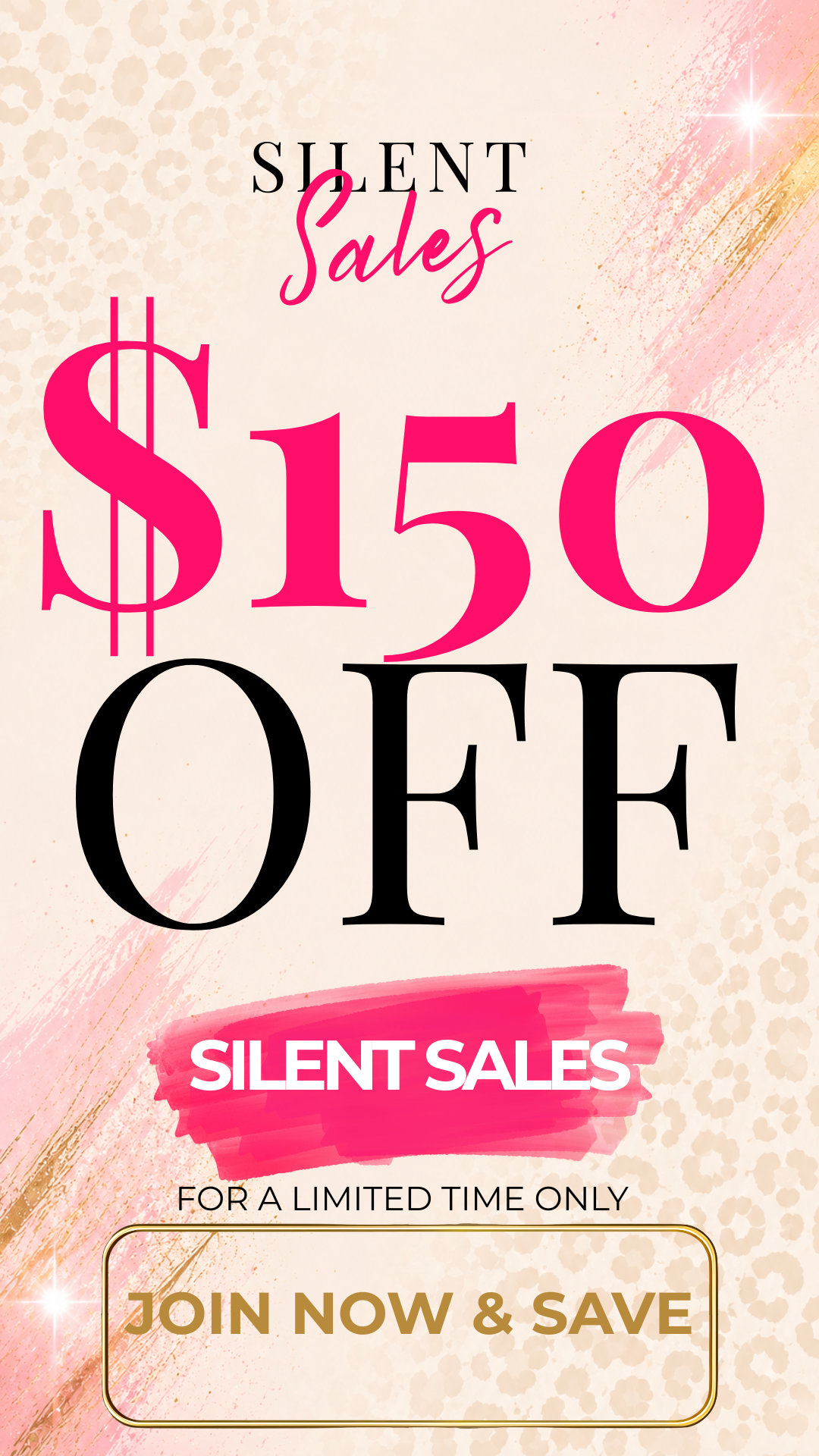 Silent Sales $150 Off promotional artwork